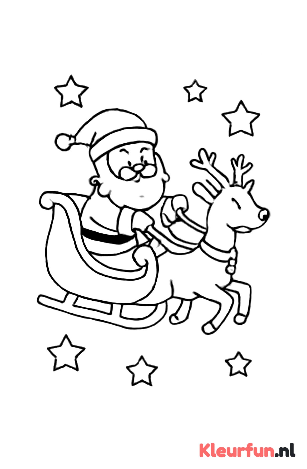 Kerstman in arrenslee door de lucht