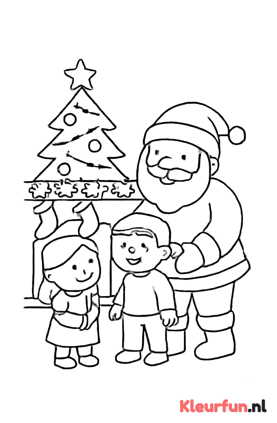 Kerstman bezoekt kinderen