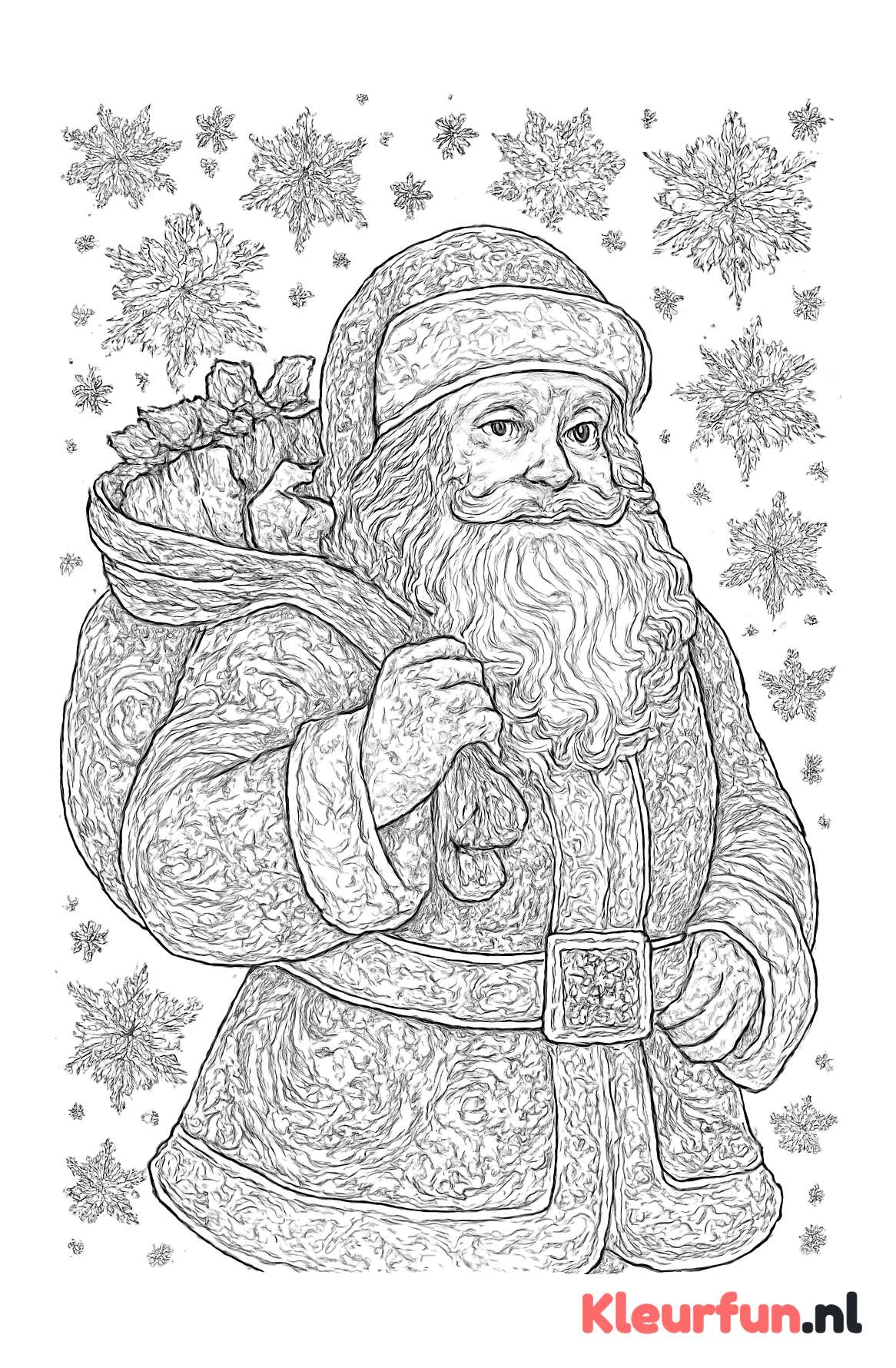 Kerstman met cadeaus in detail
