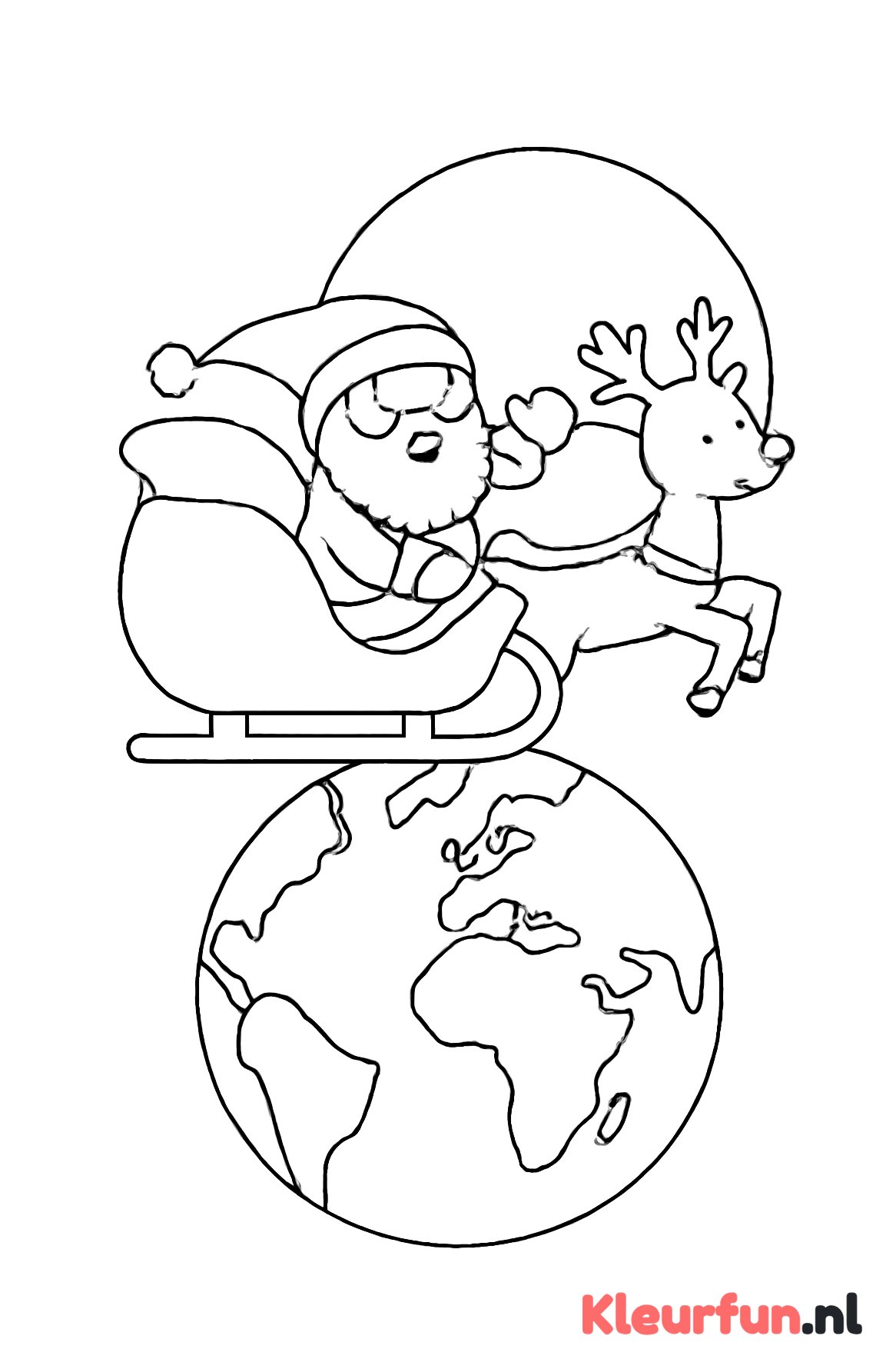 Kerstman in vliegende slee