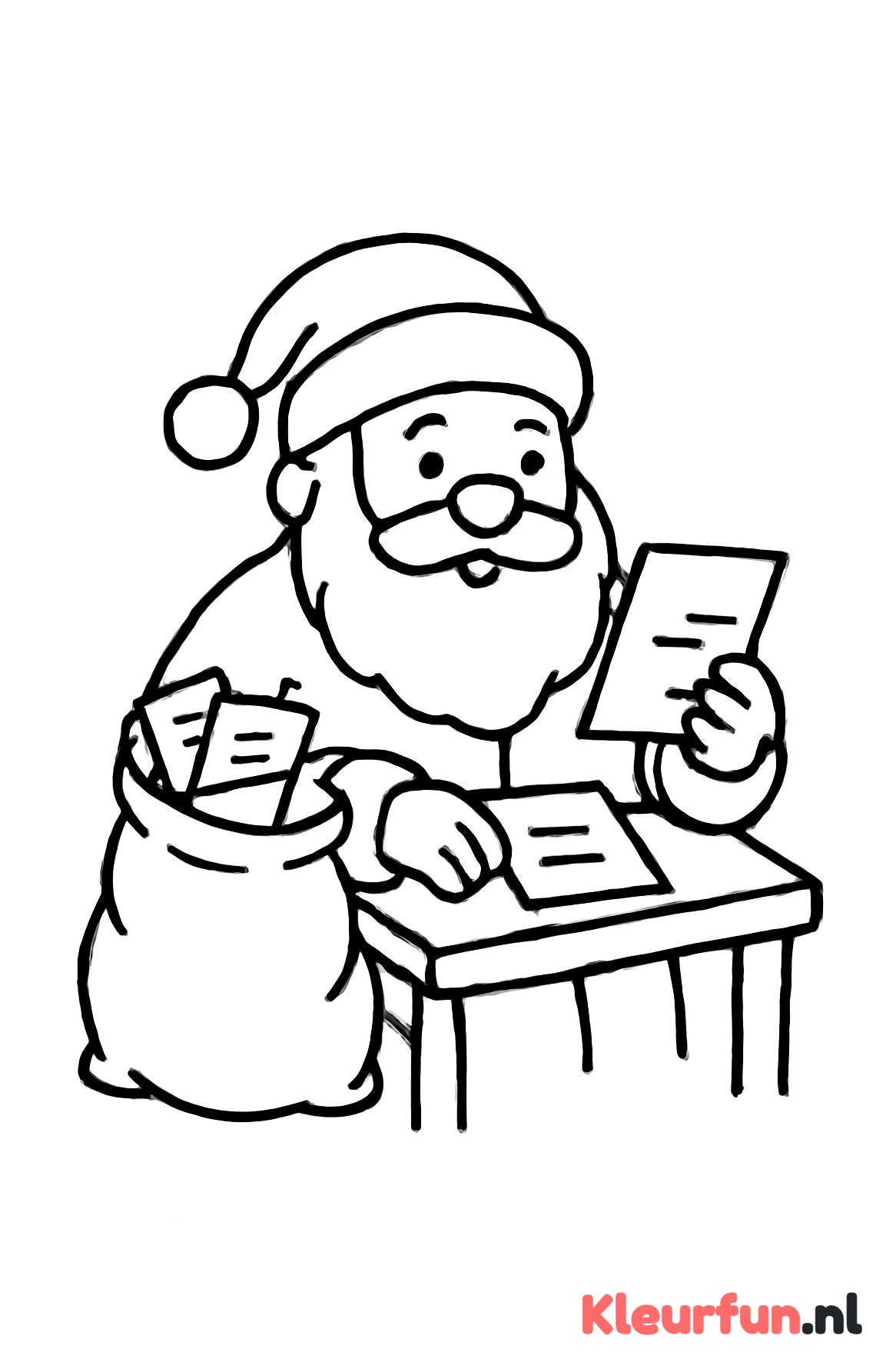 Kerstman leest brieven van kinderen