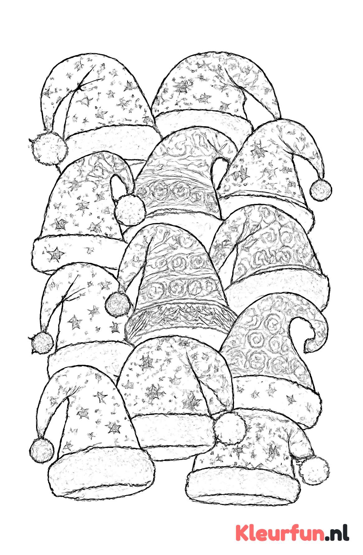 Collectie van versierde kerstmutsen