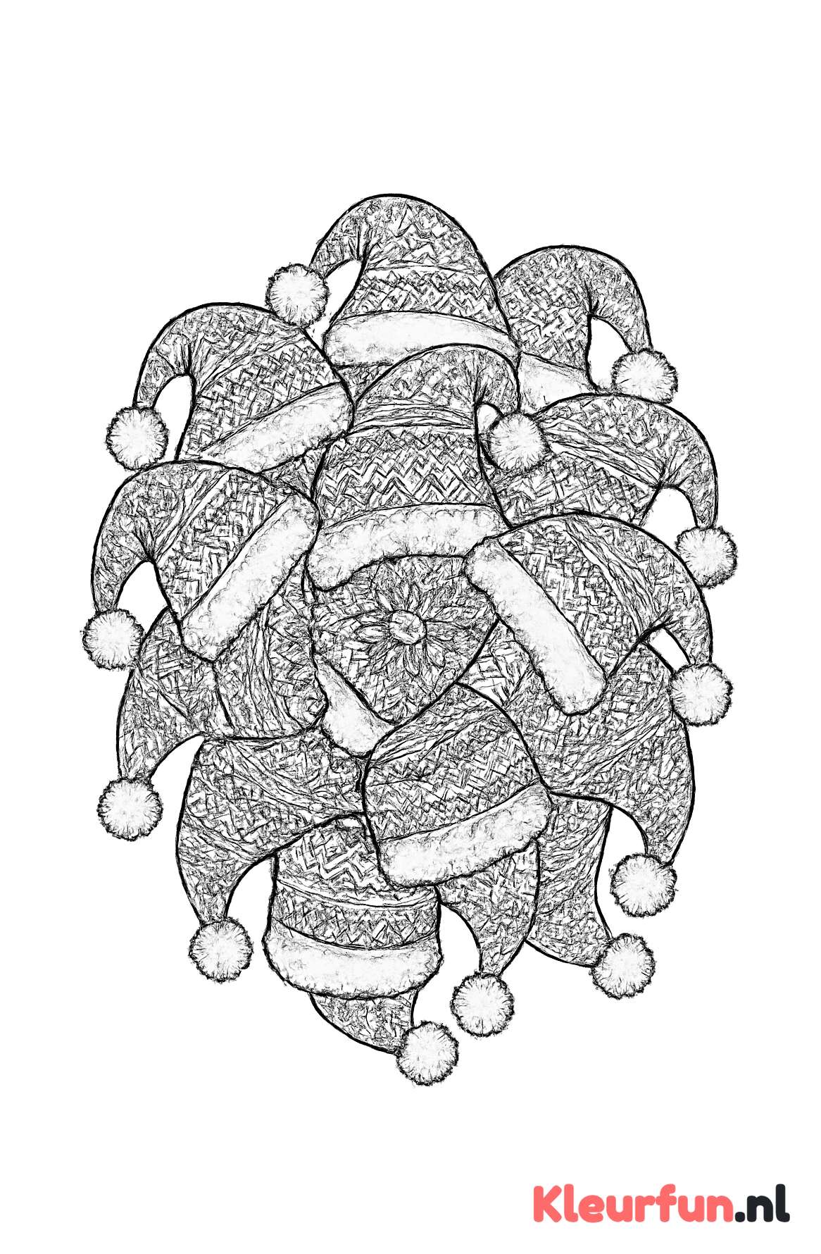 Kerstmuts mandala met patronen
