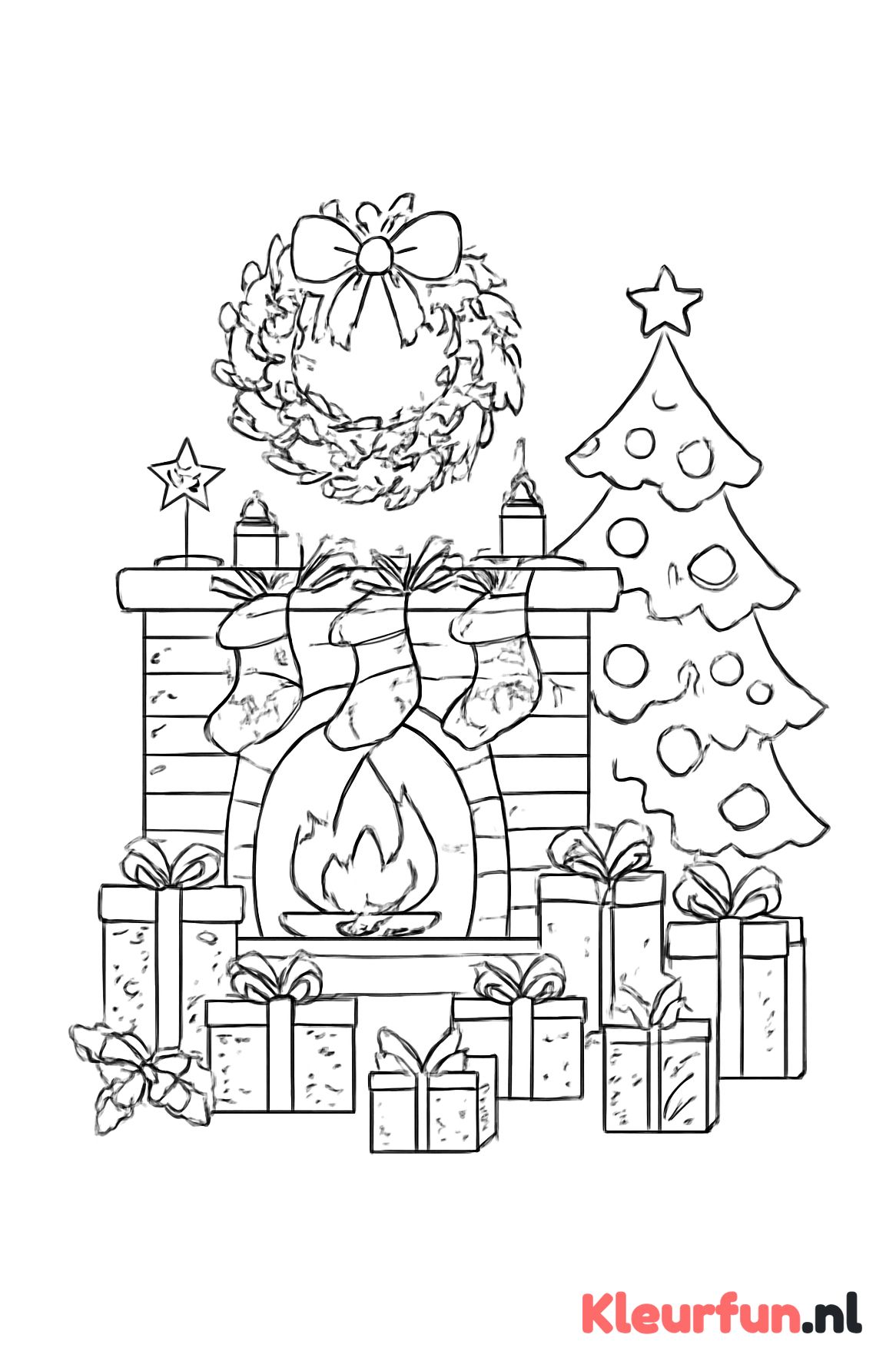Kerstsfeer bij de open haard