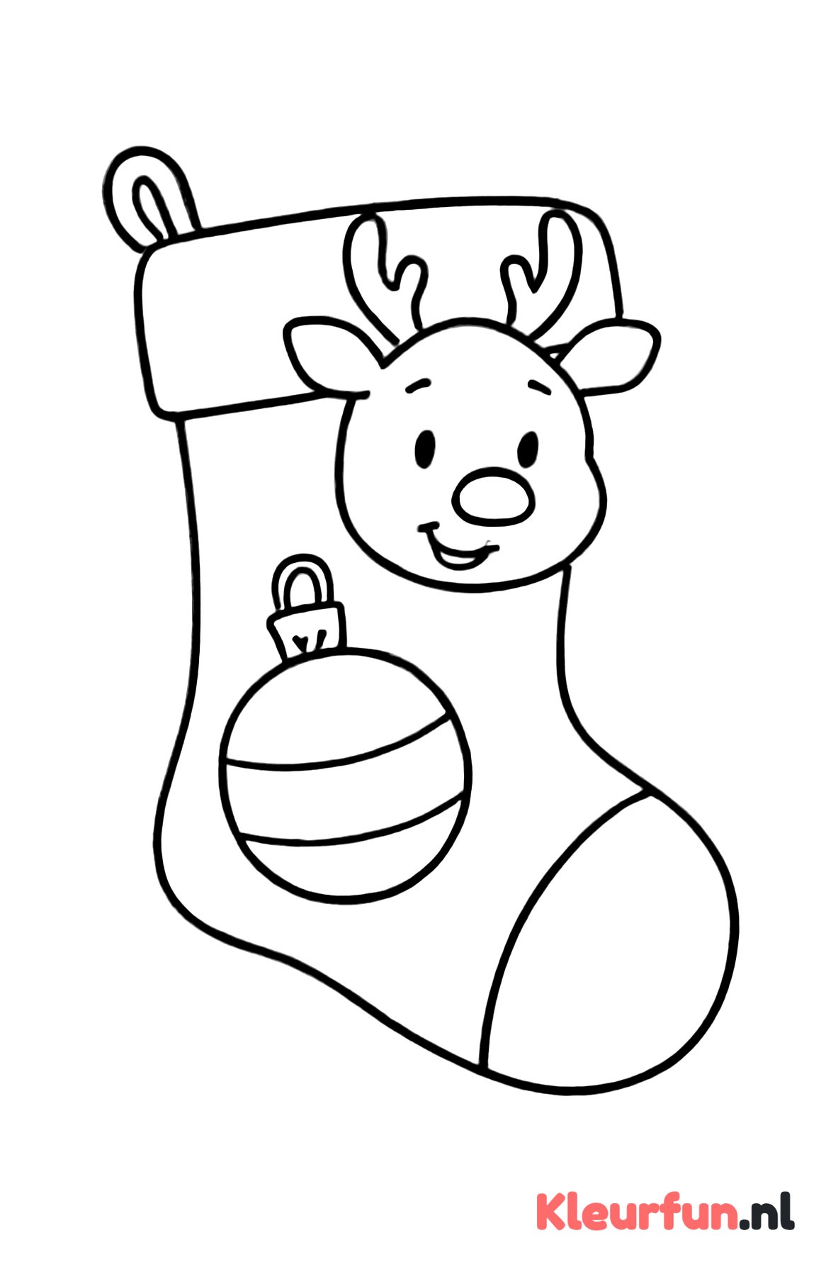 Kerstsok met Rendier en Kerstbal
