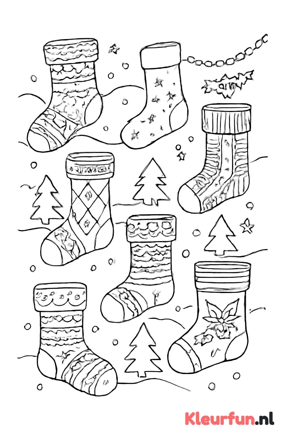 Kerstsokken en kerstdecoraties