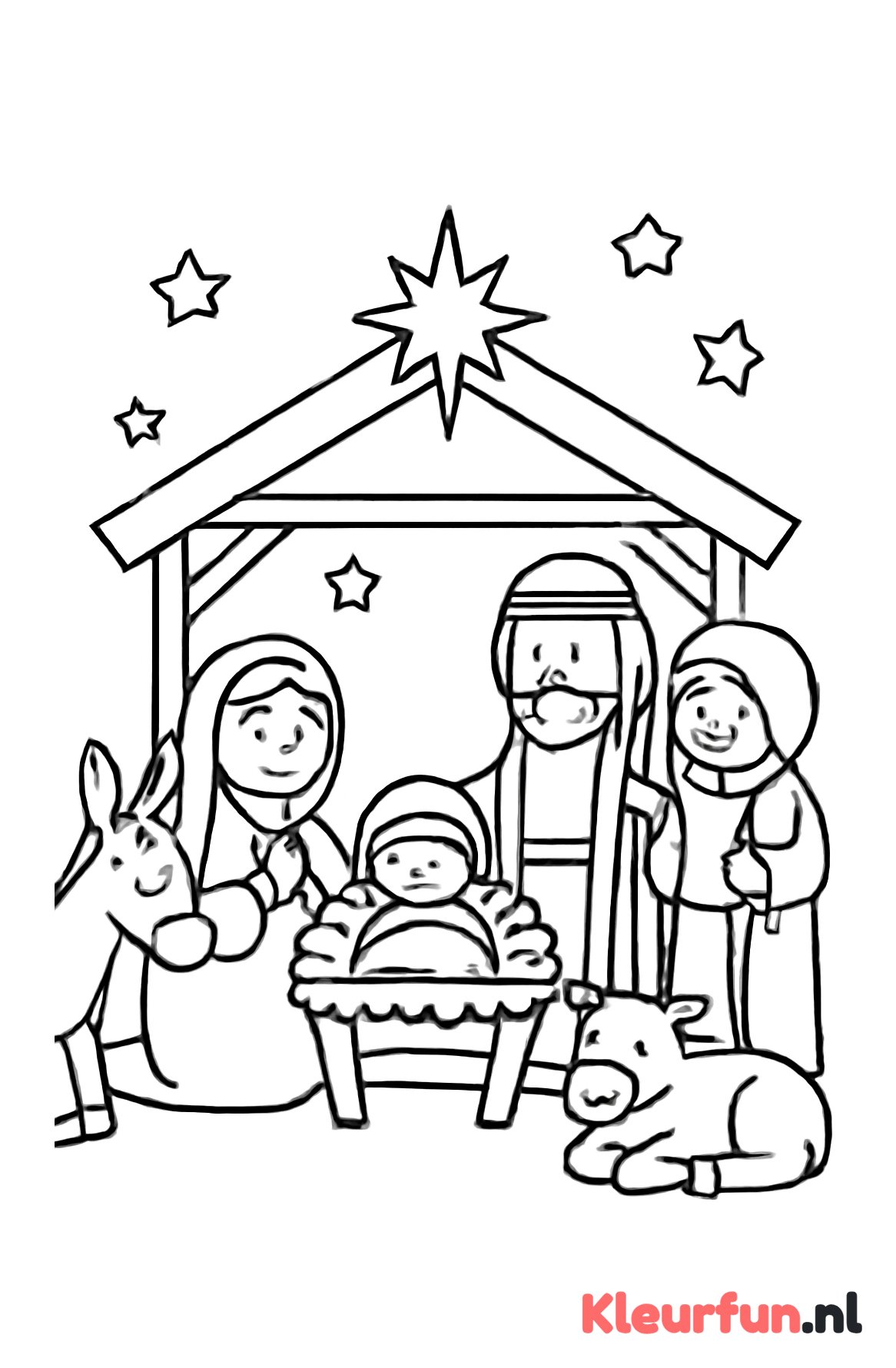 Kerststal met grote vormen