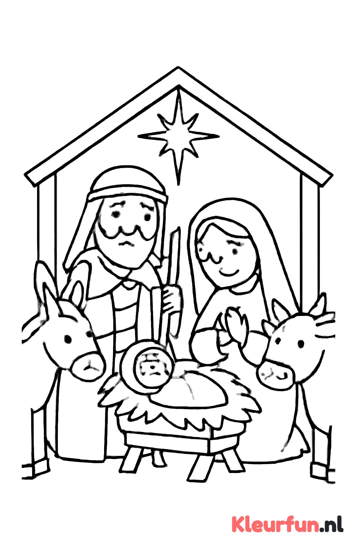Kerststal met Maria, Jozef en kindje Jezus