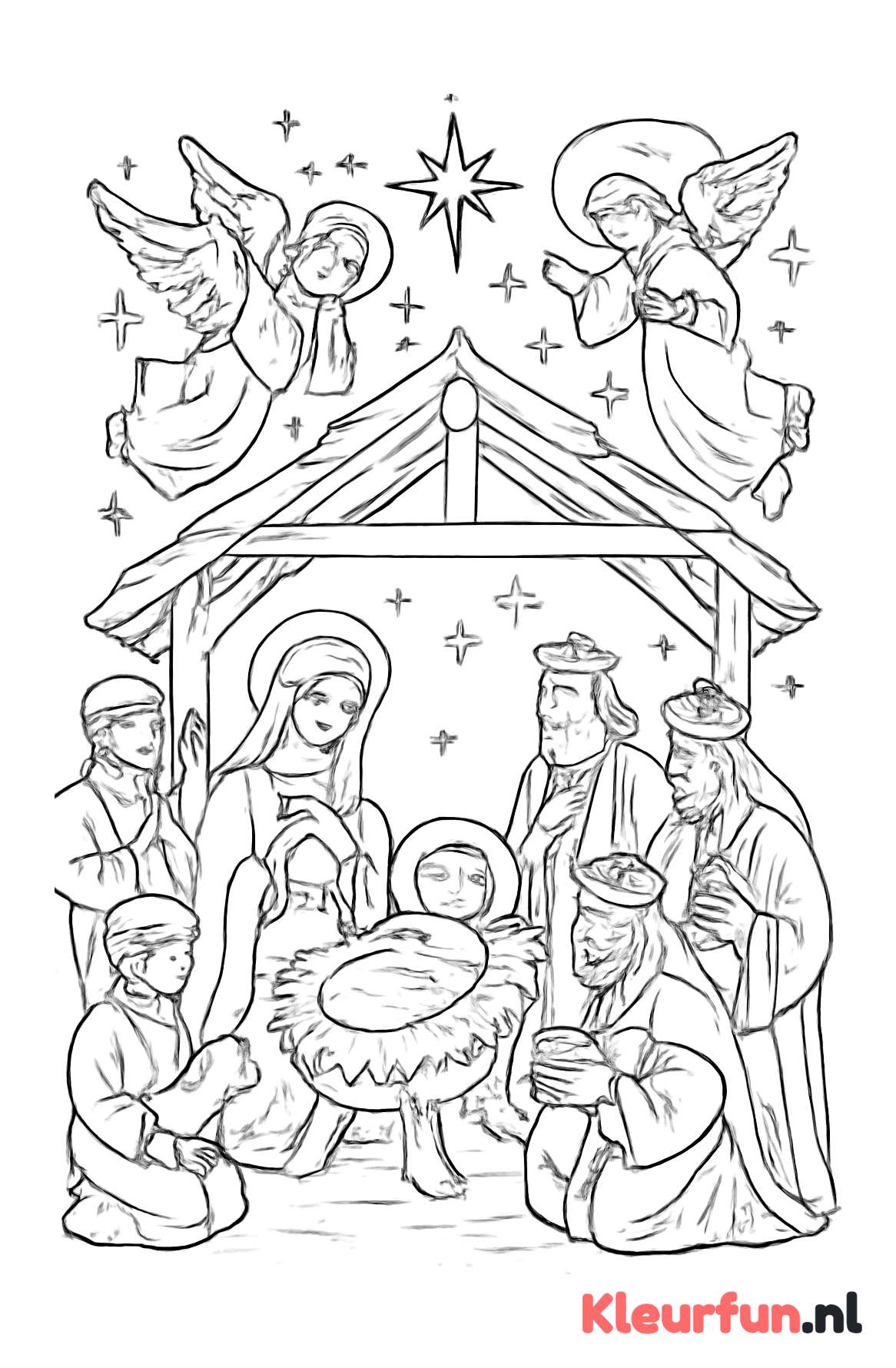Kerststal met engelen