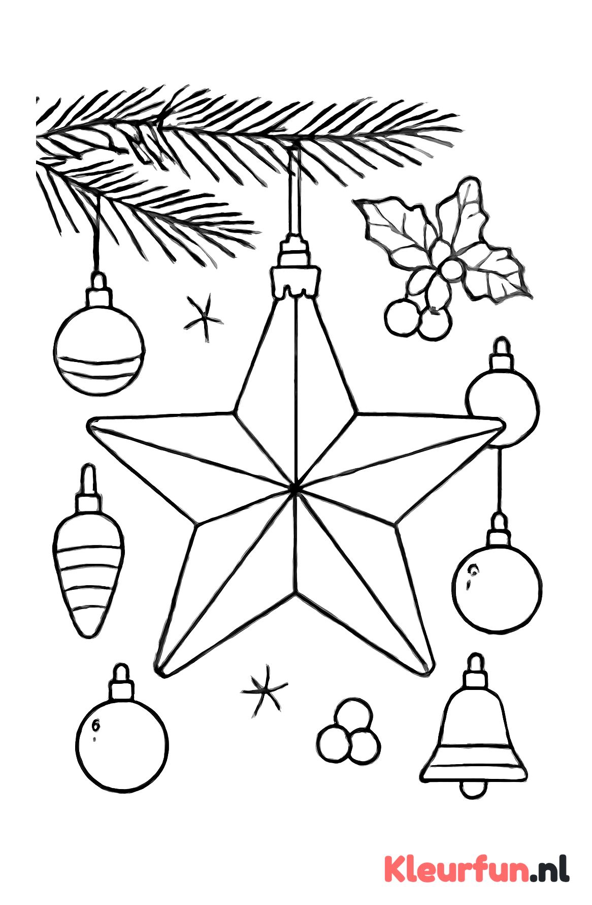 Kerstster aan kerstboomtak