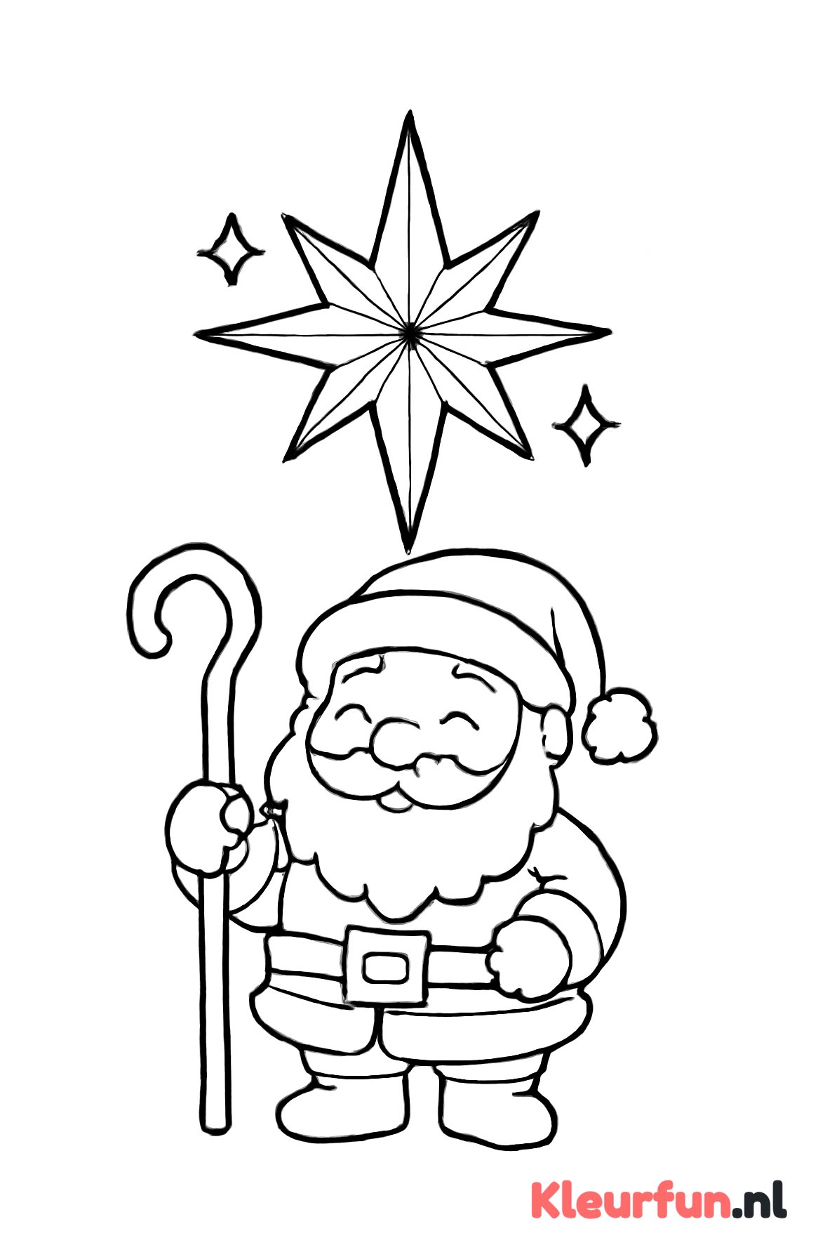Kerstster boven kerstman