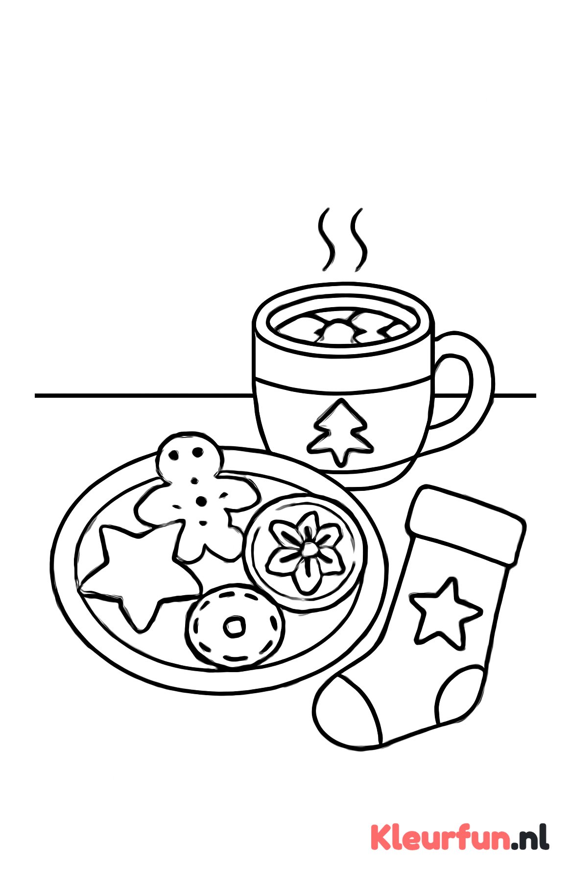 Kersttafel placemat met koekjes en chocolademelk