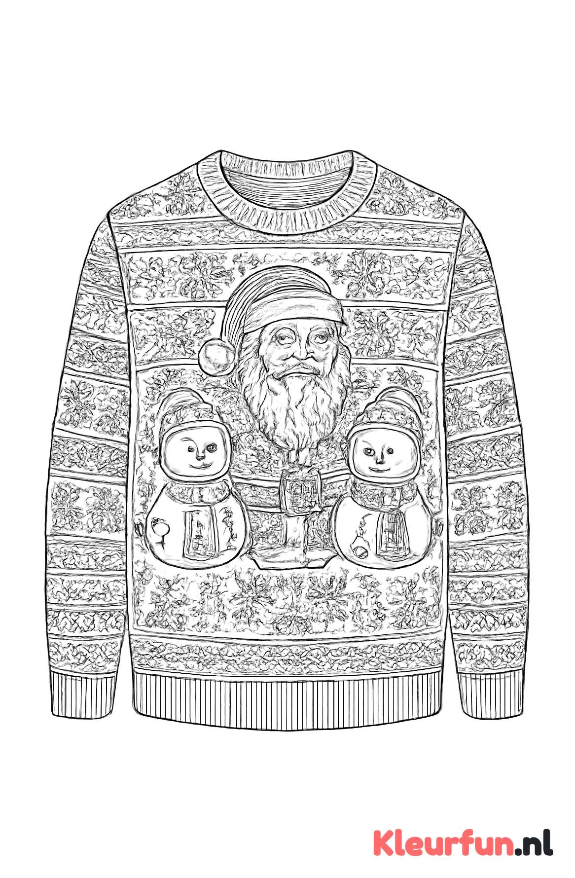 Kersttrui met kerstman en sneeuwpoppen