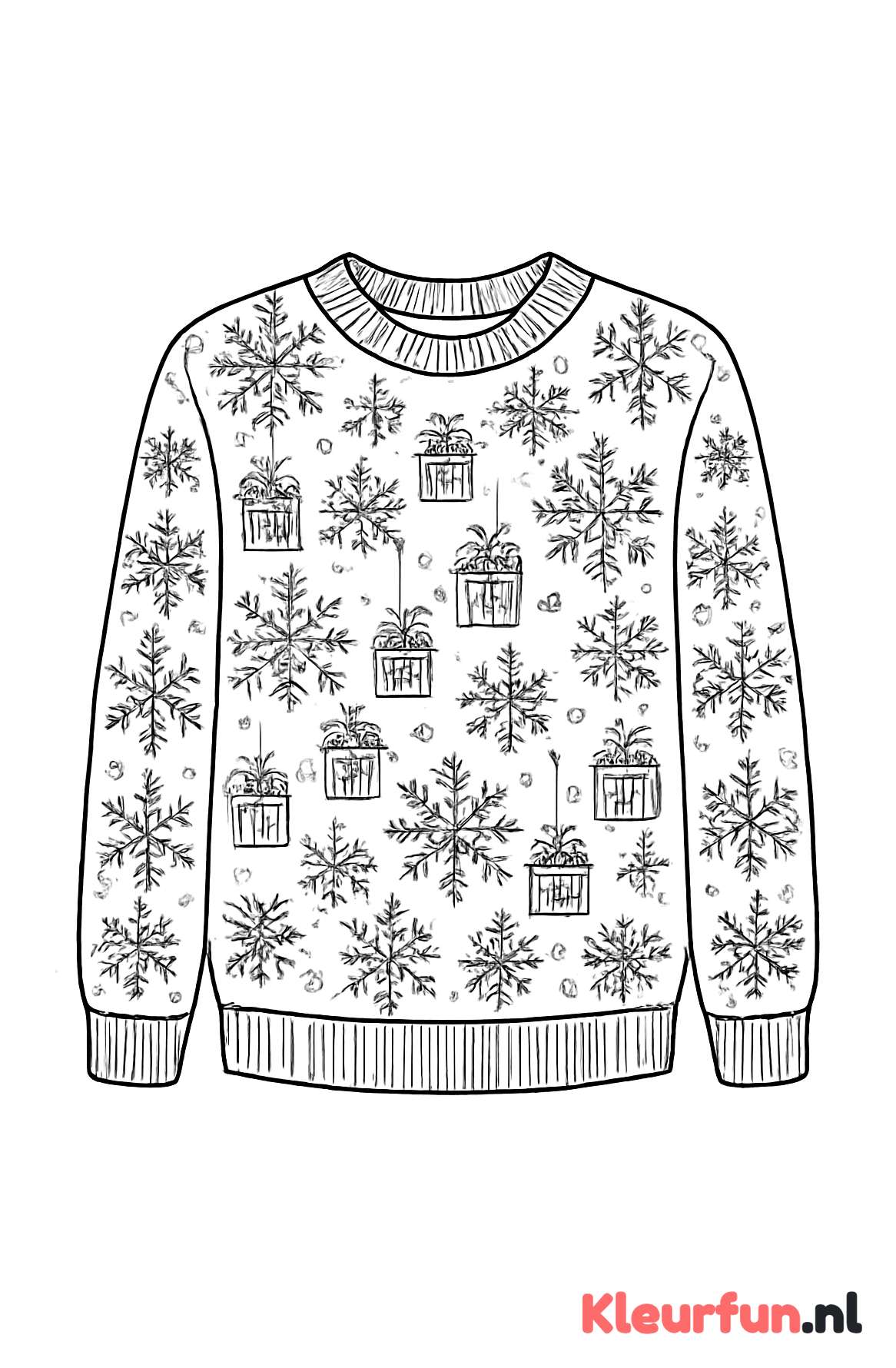 Kersttrui met Sneeuwvlokken en Cadeautjes