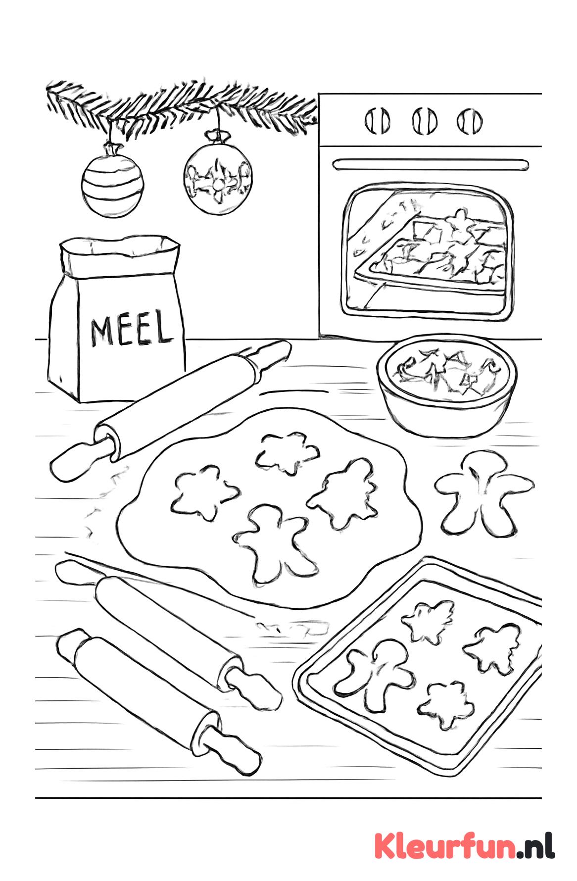 Kerstkoekjes bakken aan de keukentafel