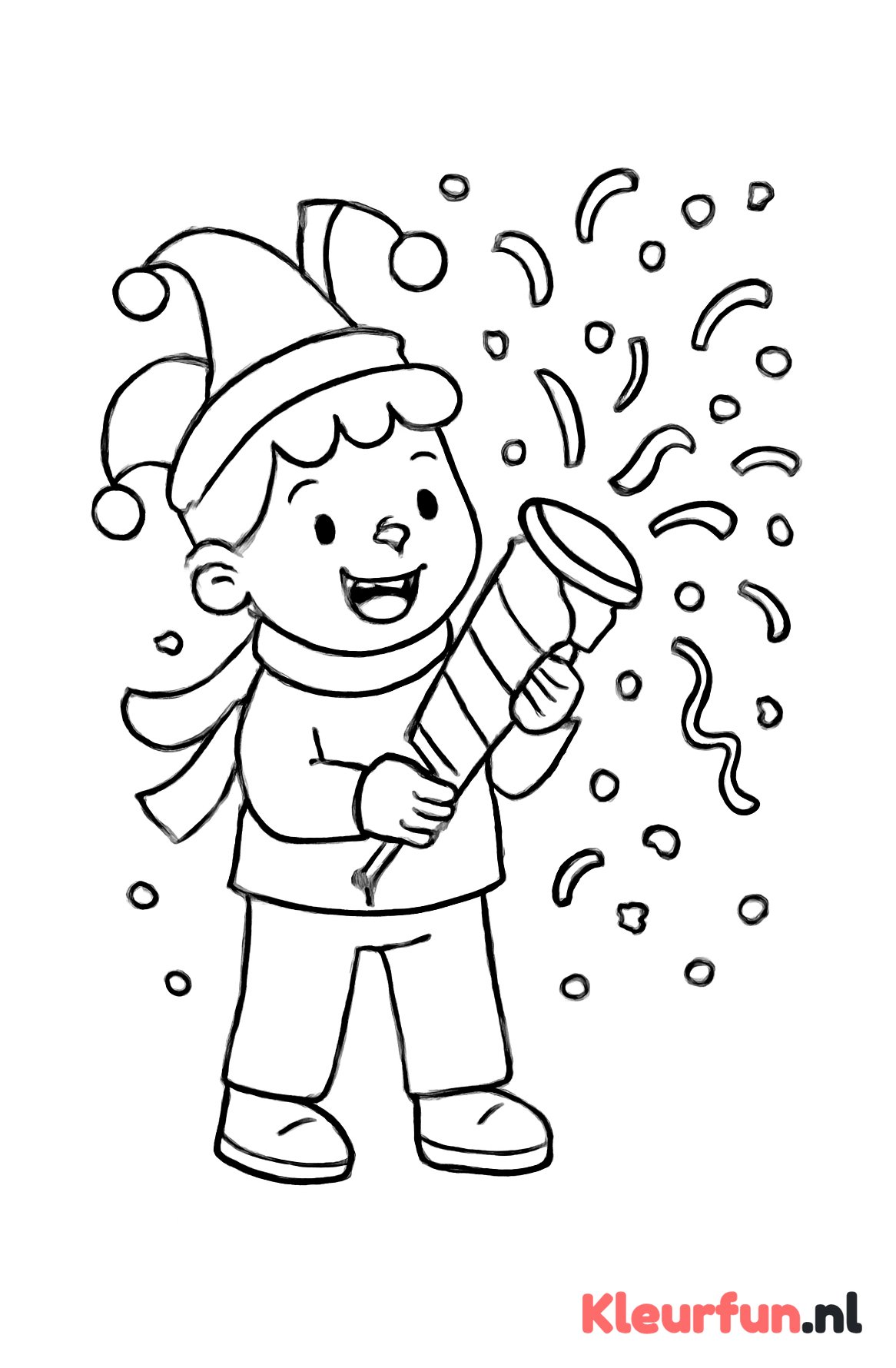 Kind met confettikanon tijdens carnaval