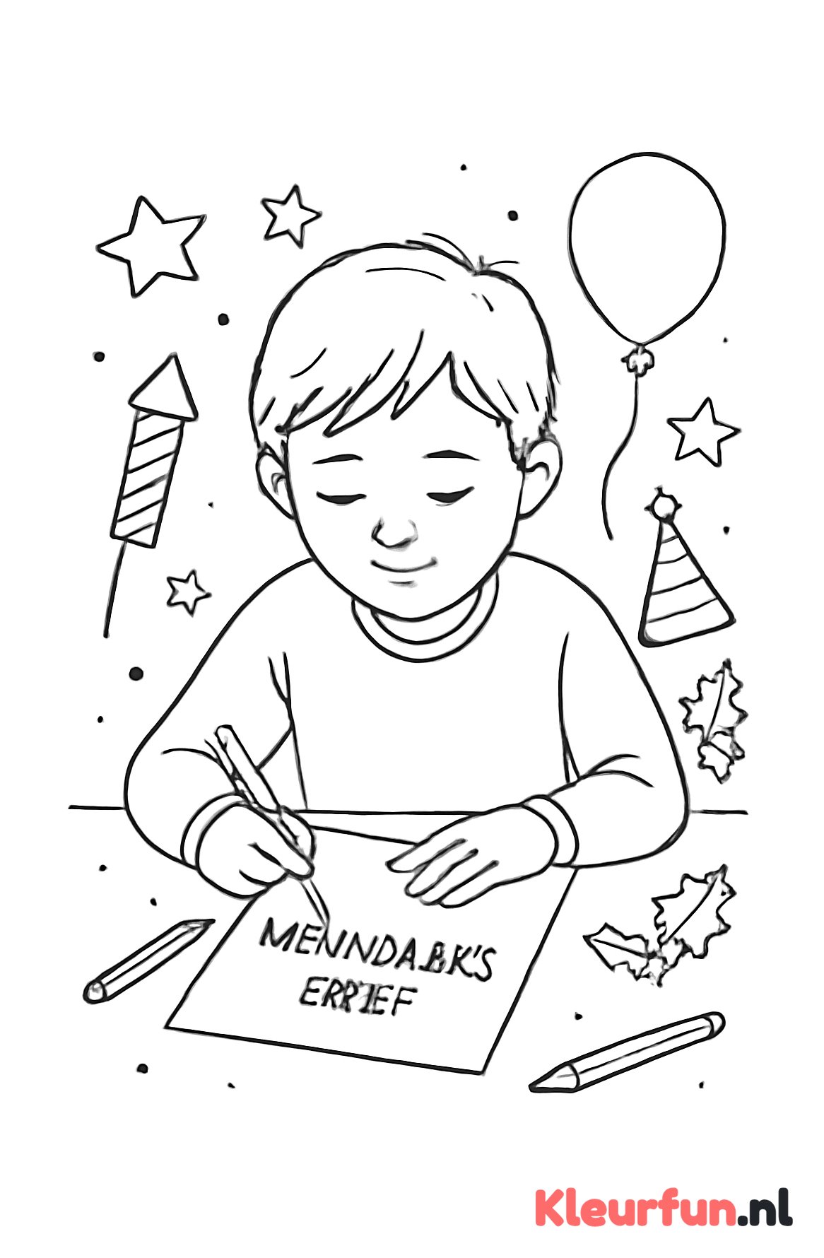 Kind schrijft nieuwjaarsbrief