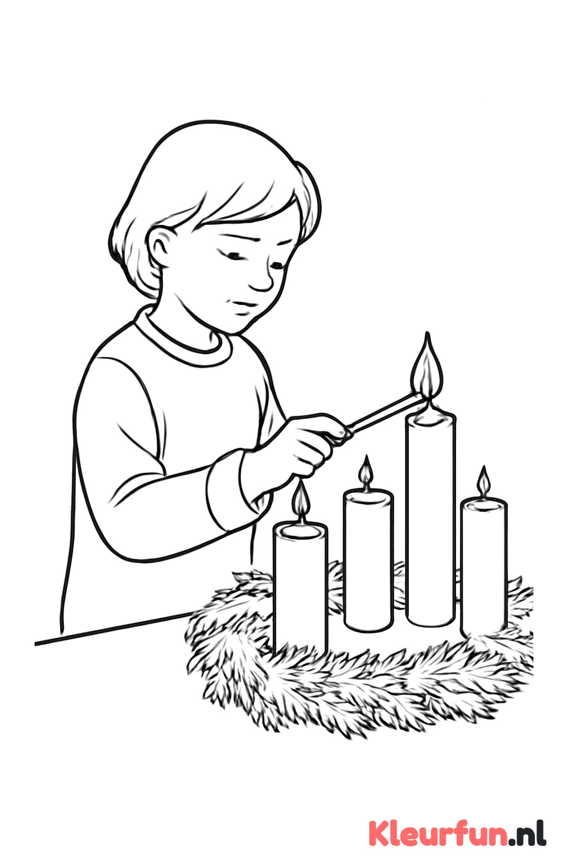 Kind Steekt Adventskaars Aan