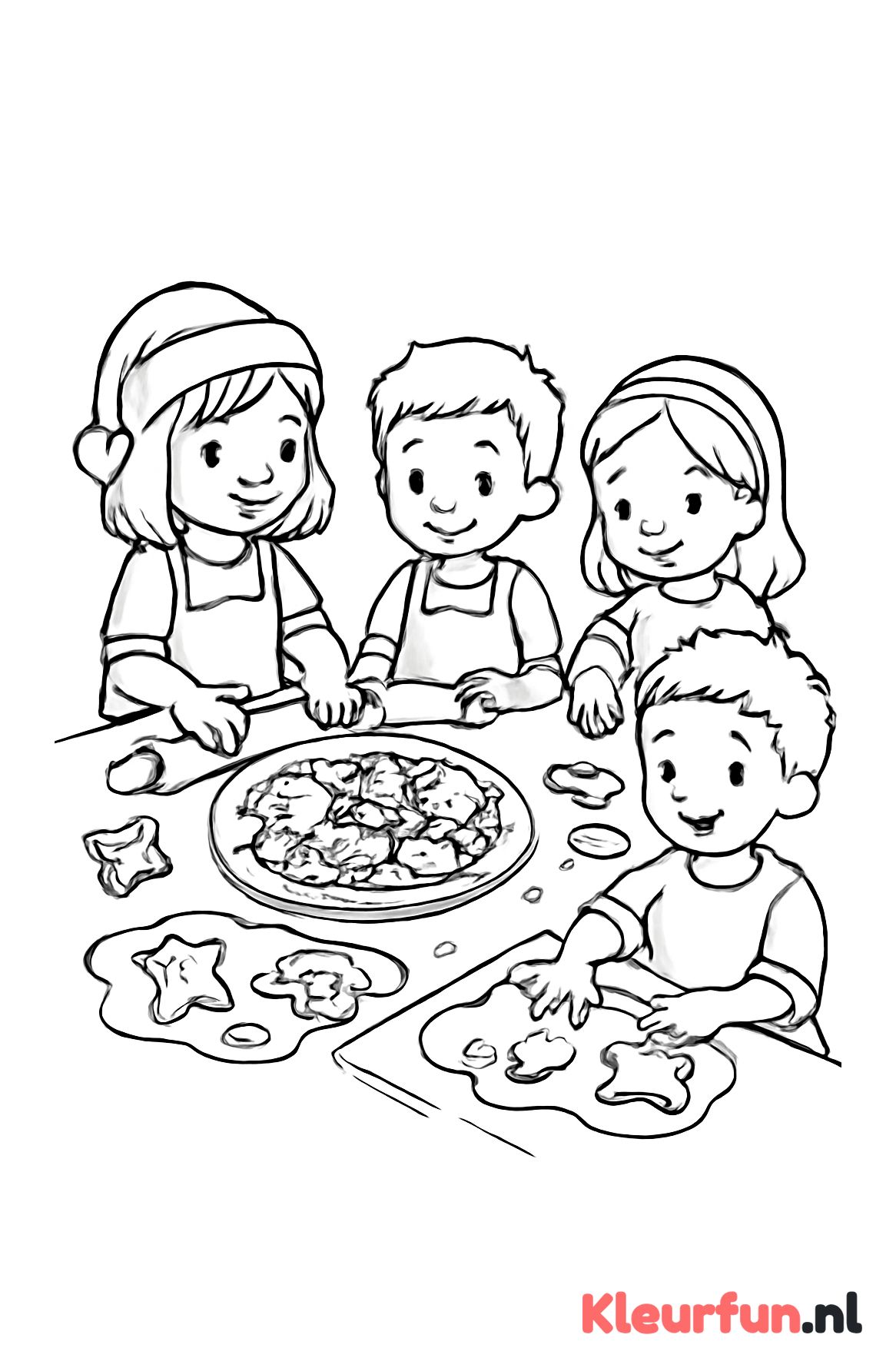 Kinderen bakken kerstkoekjes