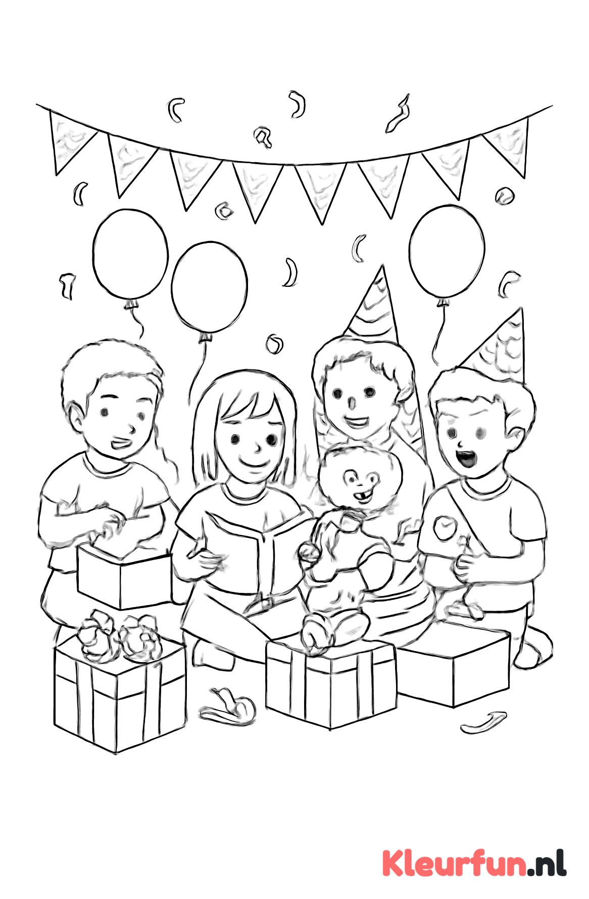 Kinderen die cadeaus openen op een feestje