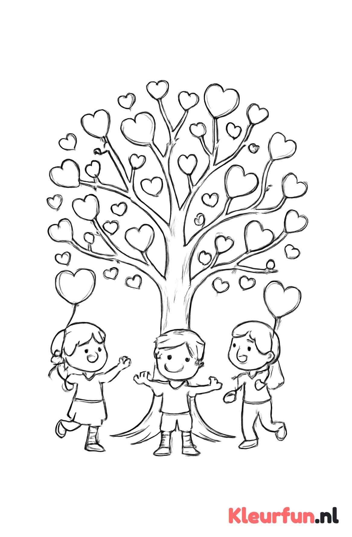 Liefdeboom met ballonnen