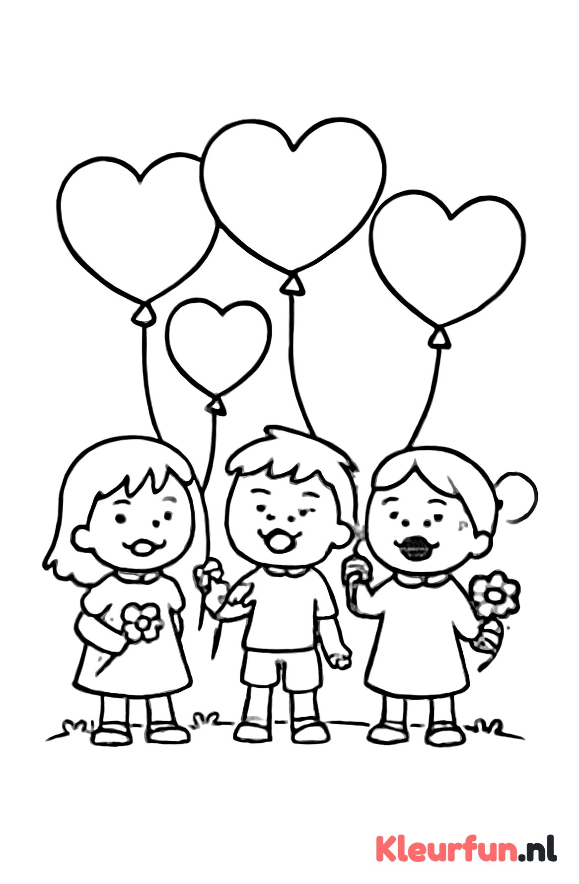 Kleuters met hartballonnen
