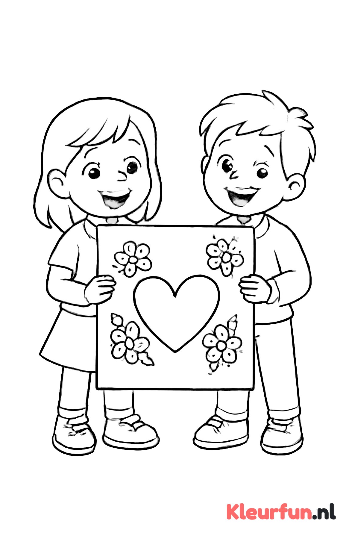 Kinderen met Valentijnskaart