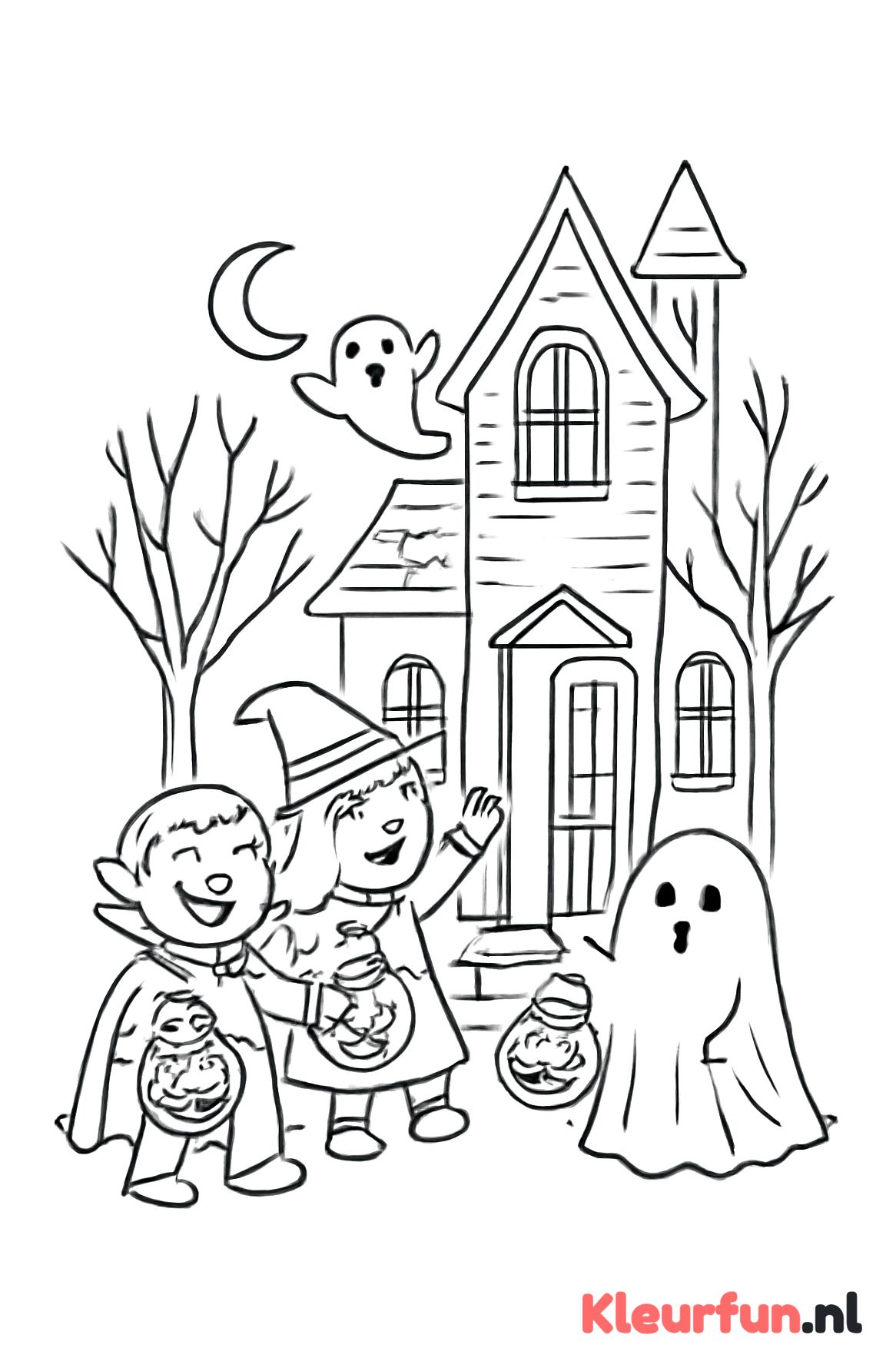 Kinderen verkleed trick-or-treat