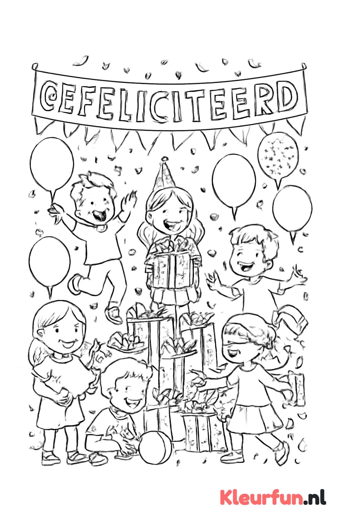 Kinderfeest met cadeautjes en banner