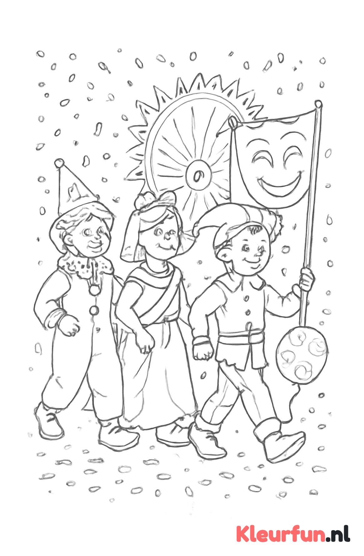 Kindergroepen met Confetti in Optocht