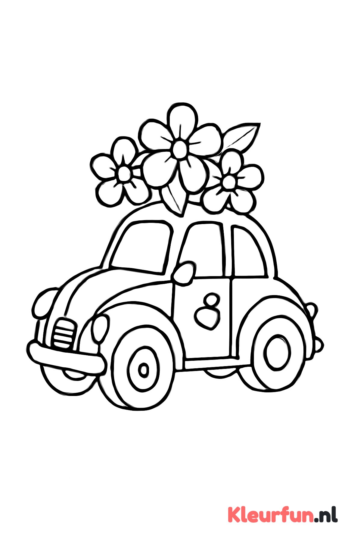 Klassieke trouwauto met bloemen