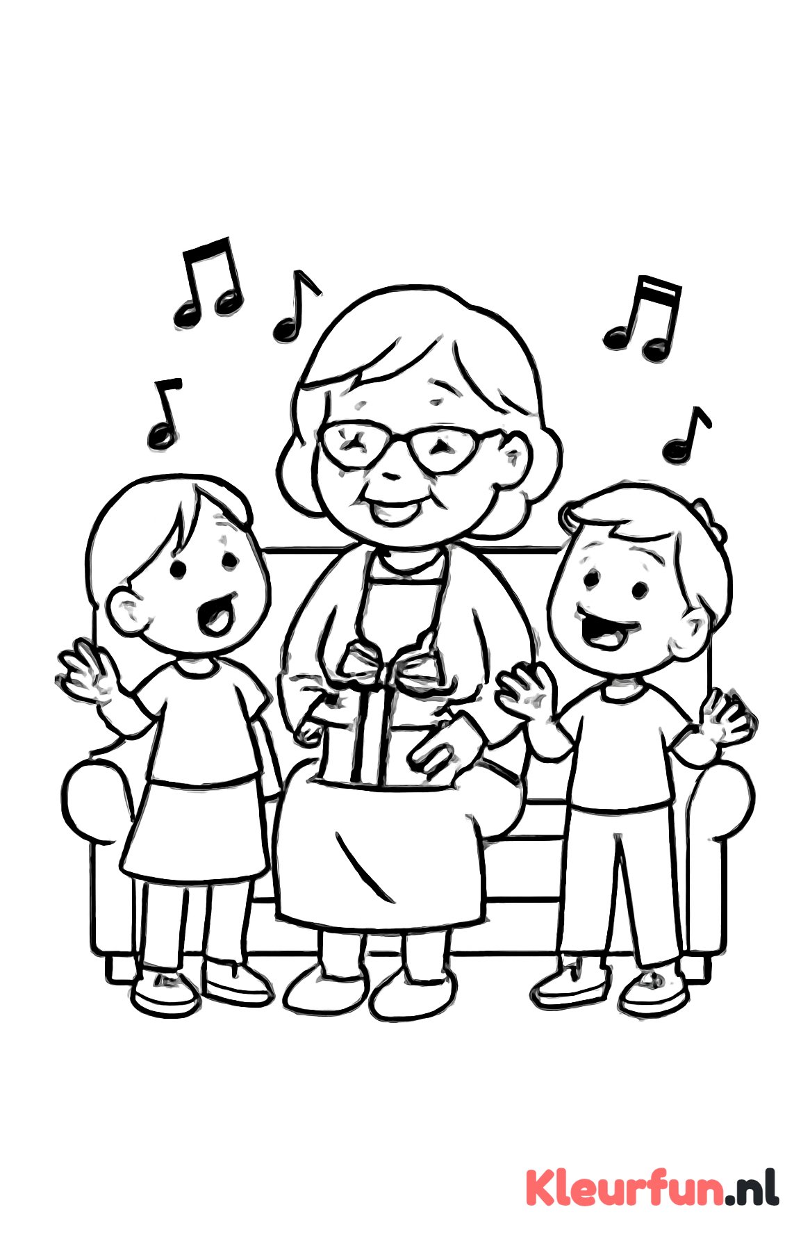 Kleinkinderen zingen voor oma