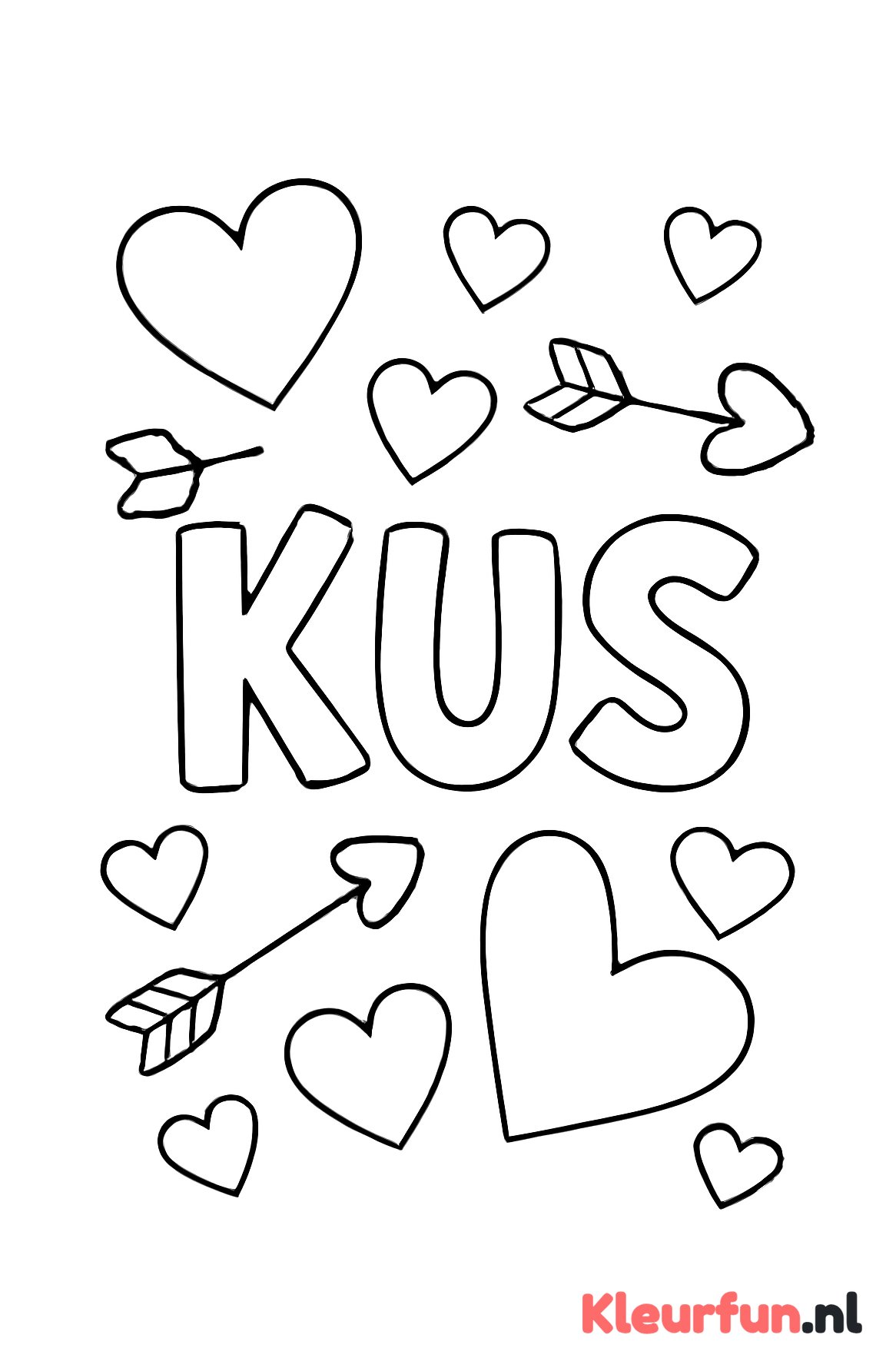 KUS letters met hartjes en pijlen