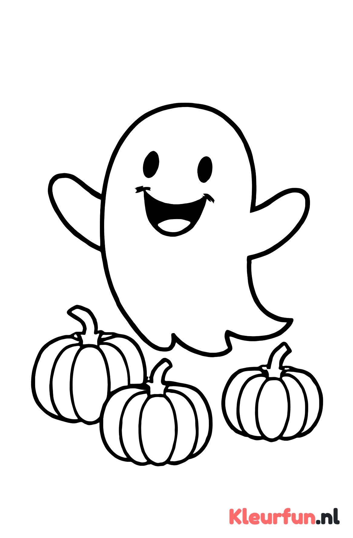 Lachend spook met pompoenen