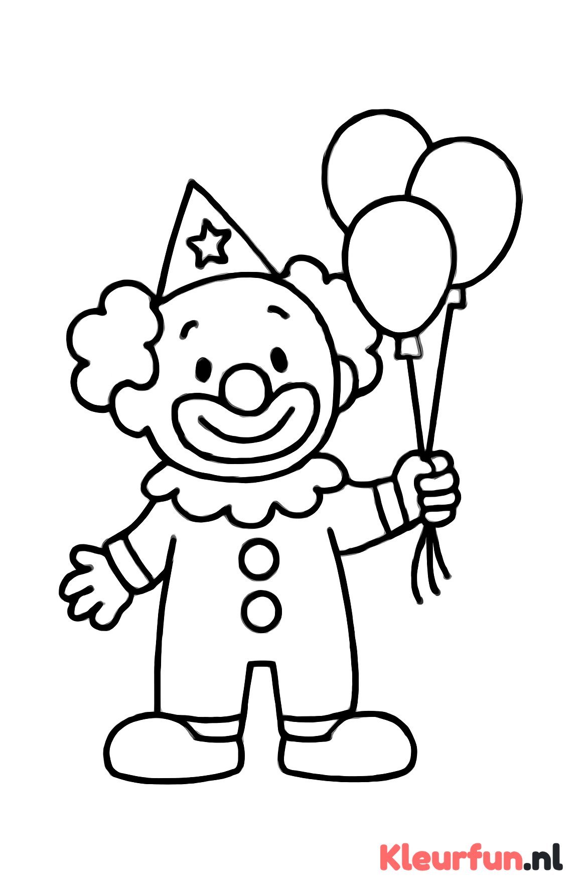 Lachende clown met ballonnen