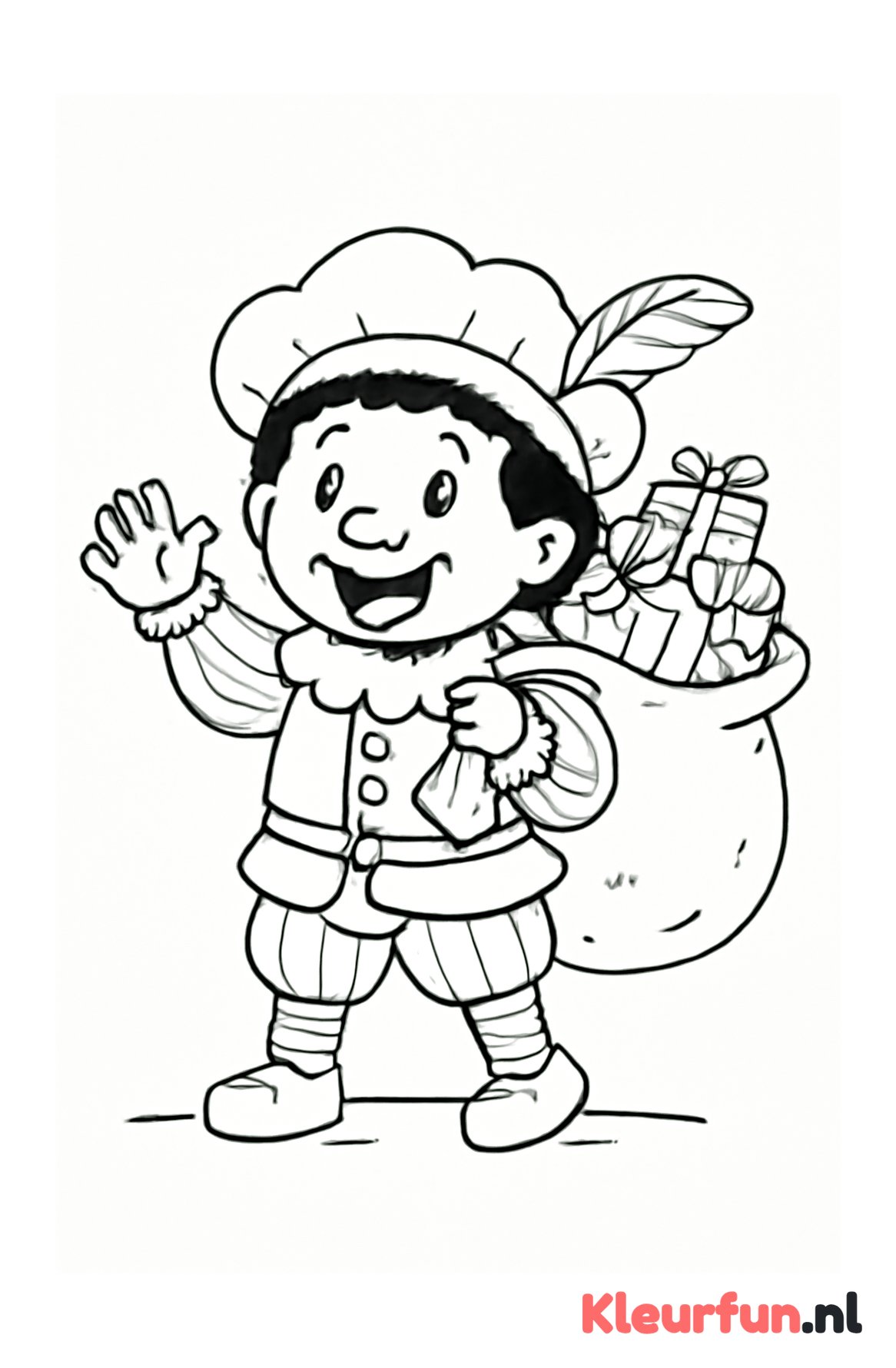 Lachende Piet met cadeauzak