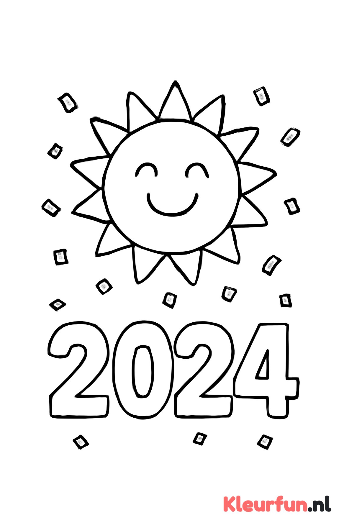 Lachende Zon met Nieuwjaarsgetal