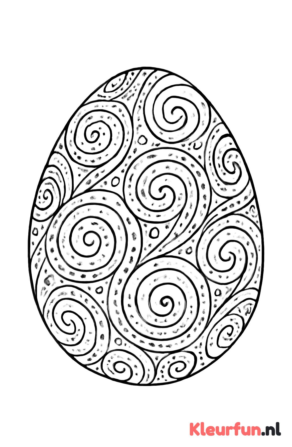 Spiralen en stippen leeg paasei