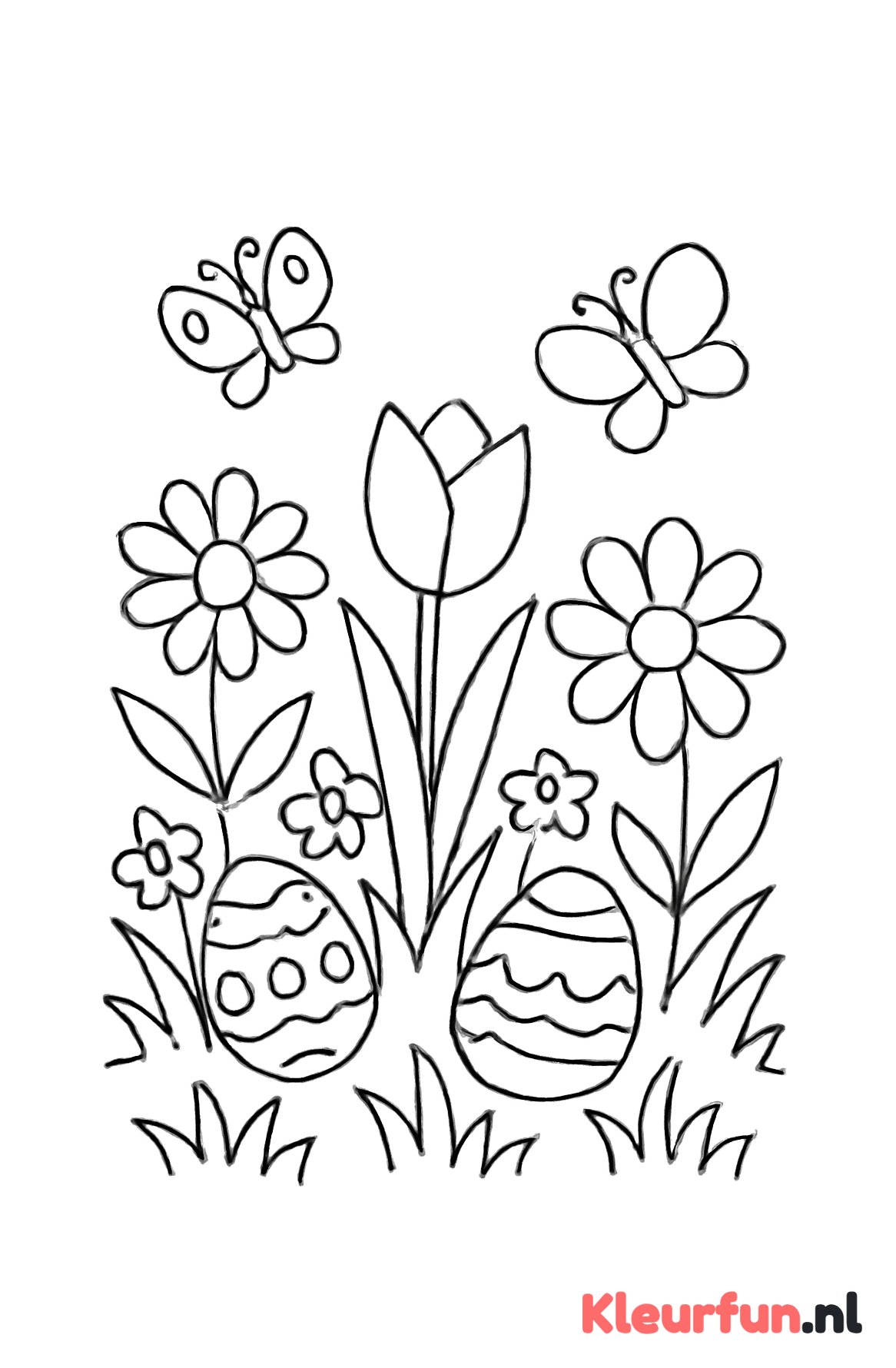 Lentetuin met paaseieren
