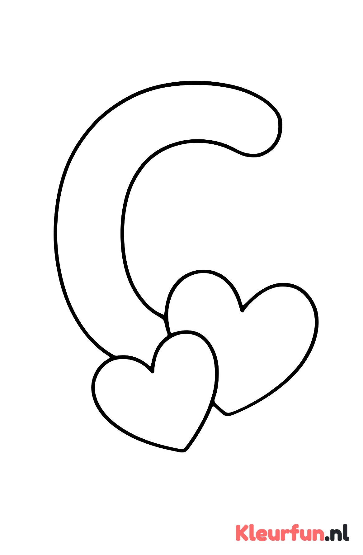 Letter C met valentijnsharten