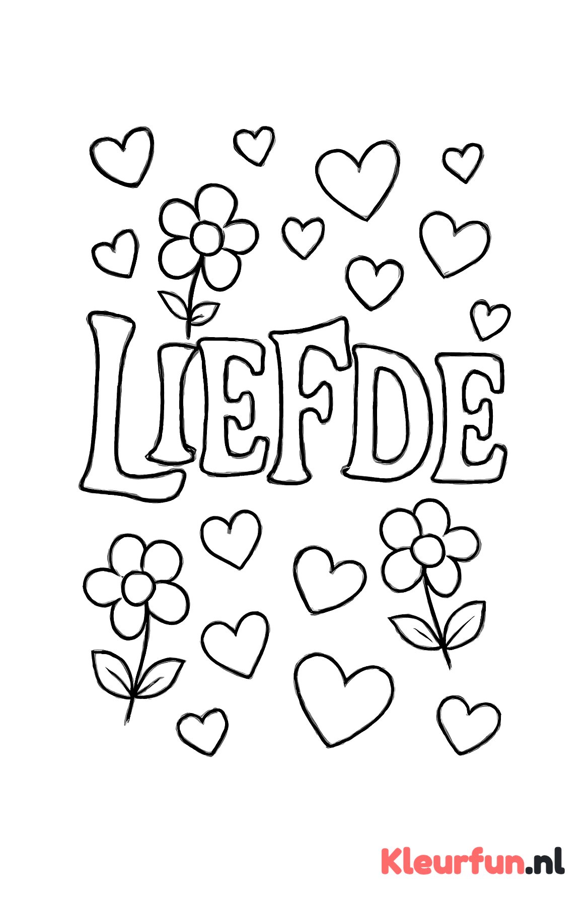 LIEFDE letters met hartjes
