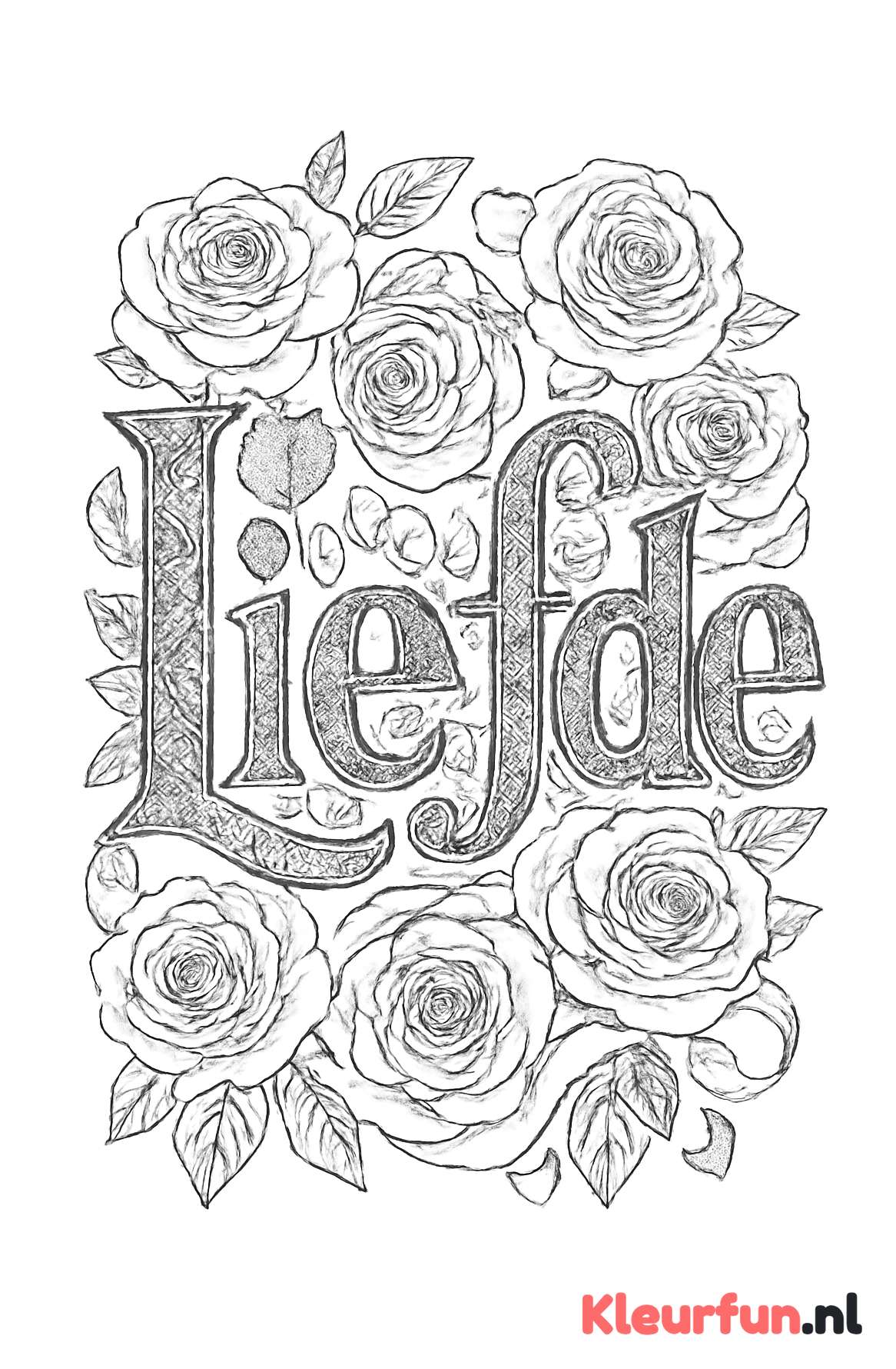 Mandala letters met hartjes en rozen