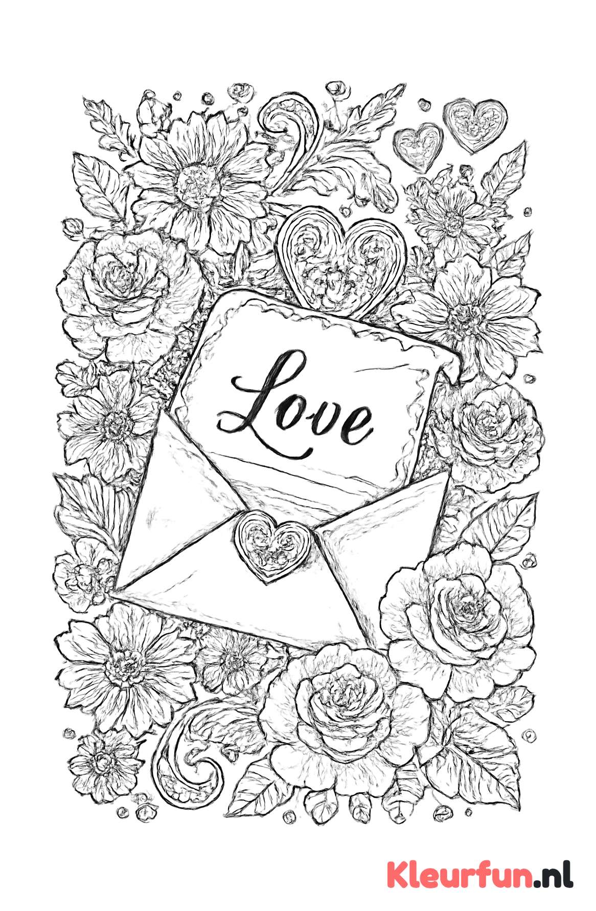Sierlijke liefdesbrief met bloemen en decoraties