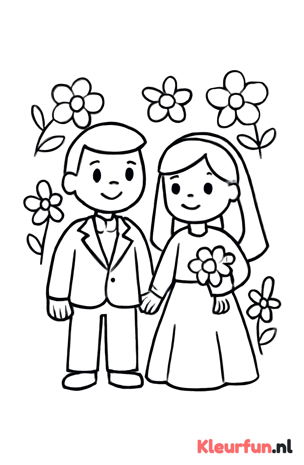 Liefdevol bruidspaar hand in hand