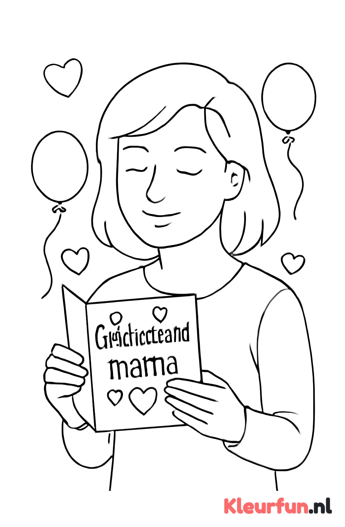 Mama ontvangt felicitatiekaart