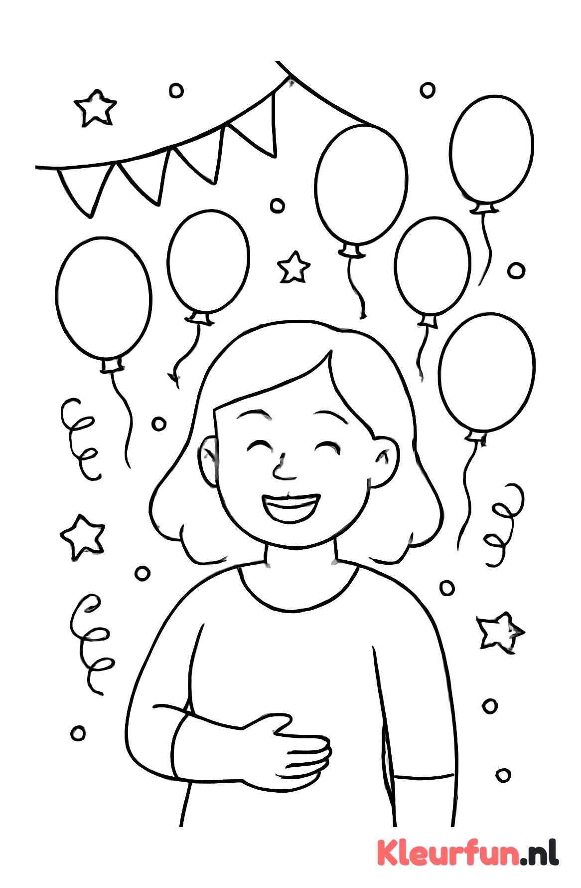 Mama met ballonnen op haar verjaardag