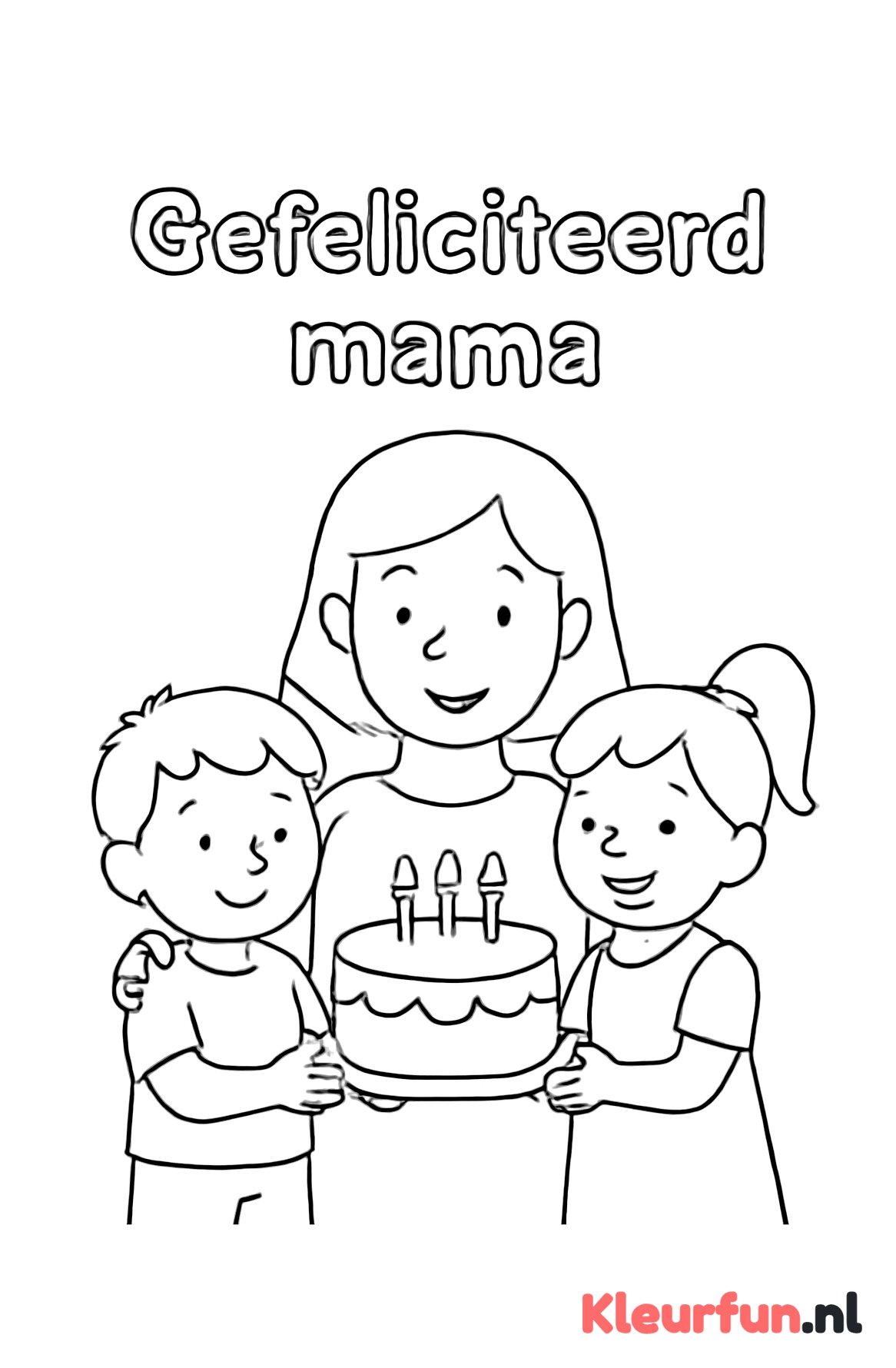 Mama met kinderen en verjaardagstaart
