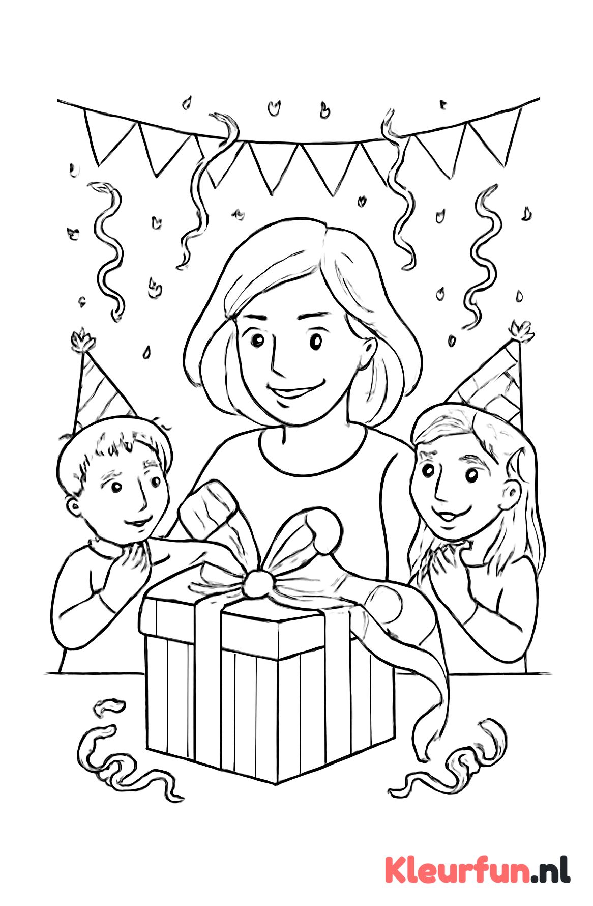 Mama opent een groot cadeau