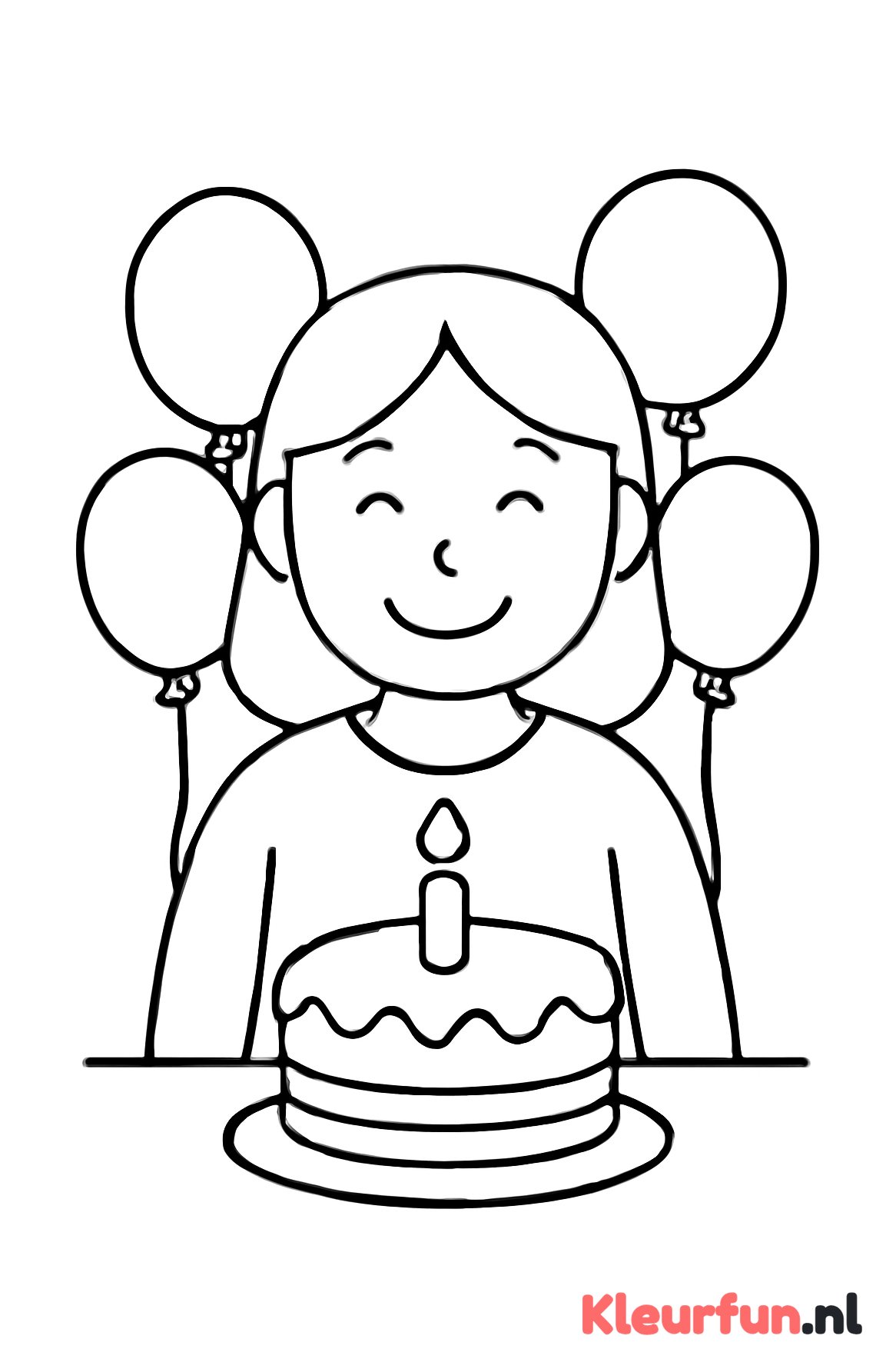 Mama met taart en ballonnen