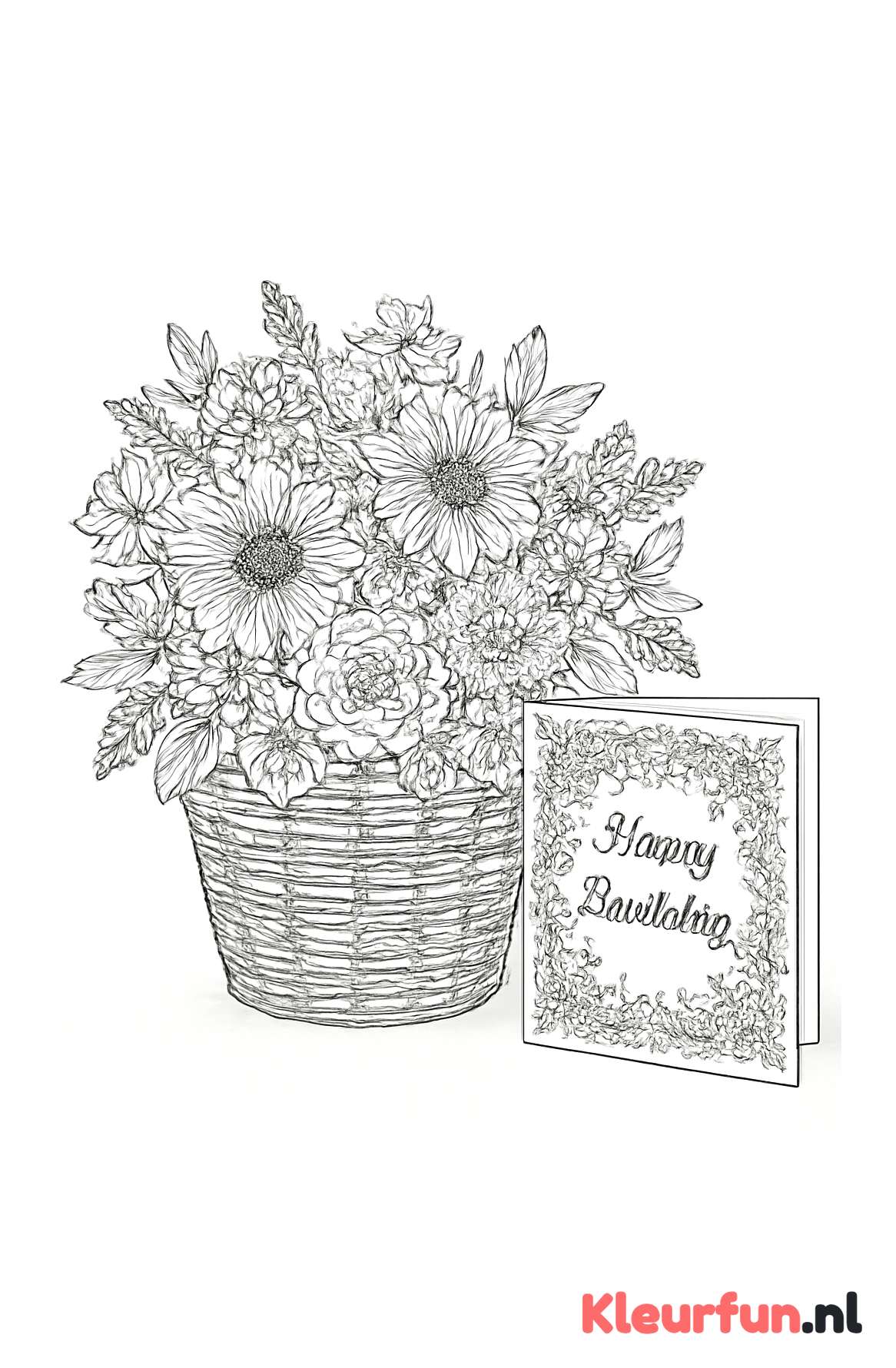 Mand met bloemen en verjaardagskaart